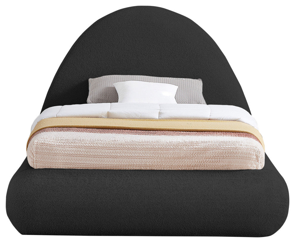 Rudy Black Teddy Fabric Twin Bed