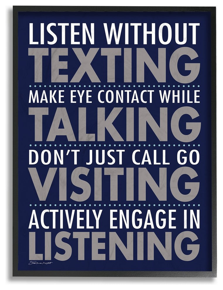 Stupell Ind. Listen Without Texting Framed Giclee Art, 16x20