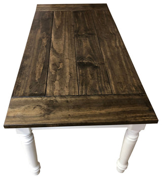 Dark Walnut and White English Farmhouse Table, 72"