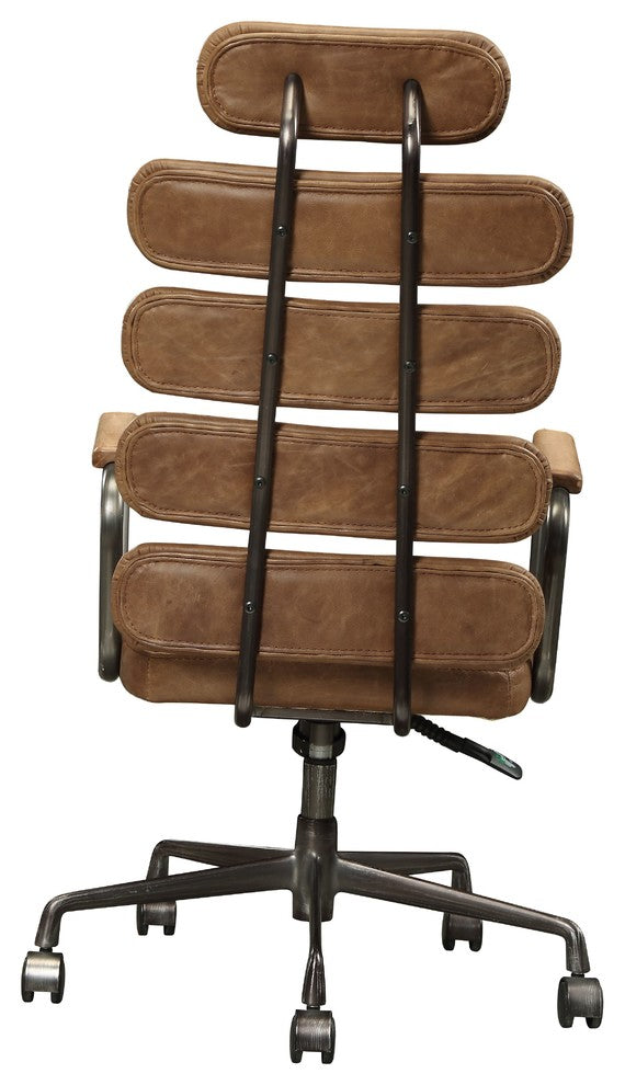 Acme Calan Executive Office Chair, Retro Brown Top Grain Leather