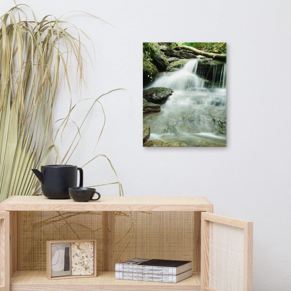 Pixley Falls 2 Rural Waterfall, Landscape Photo Canvas Wall Art Print, 16" X 20"