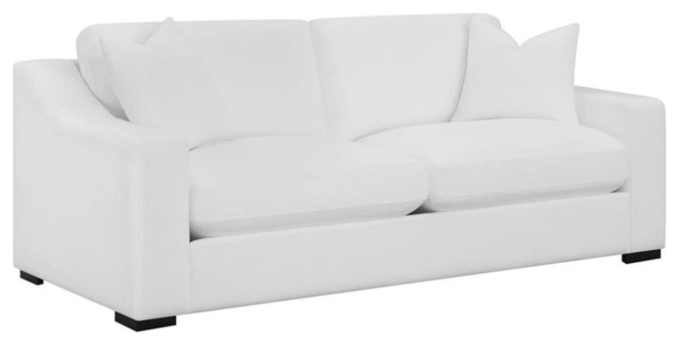 Coaster Ashlyn 3-piece Fabric Upholstered Sloped Arms Living Room Set in White