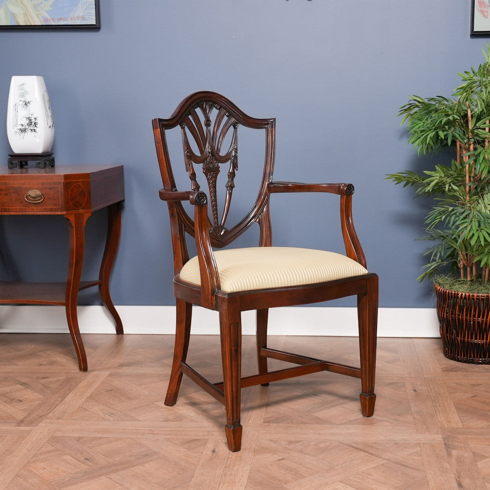Solid Mahogany Shield Back Arm Chair