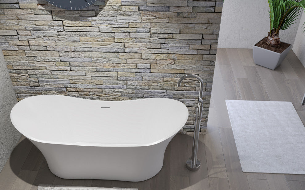 CastelloUSA Ocean Solid Surface Freestanding Tub, White