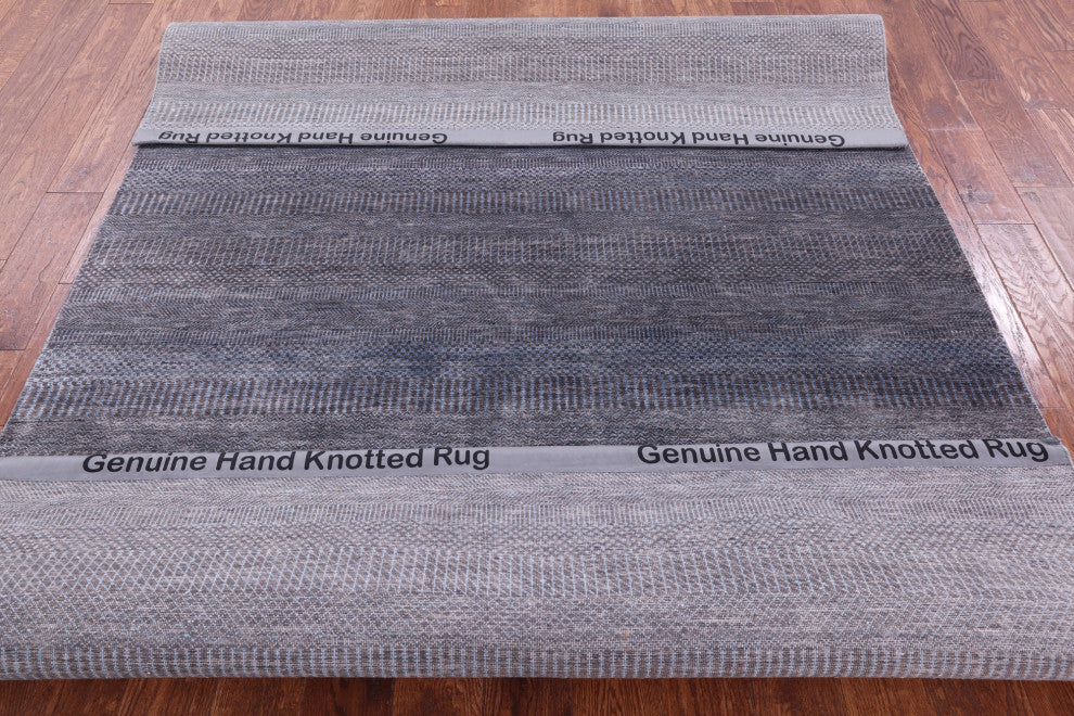 6' 0" X 8' 8" Savannah Grass Hand Knotted Wool and Silk Rug Q11404