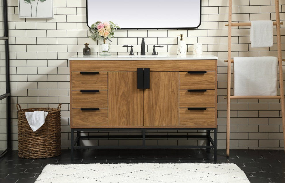 Home Living 22" Modern Walnut Brown-Light Bathroom Vanity