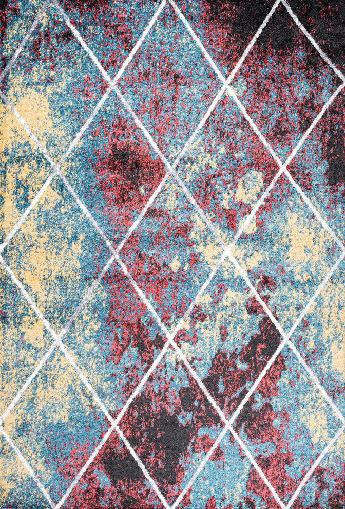 Cole Minimalist Diamond Trellis Multi/White 5'x8' Area Rug