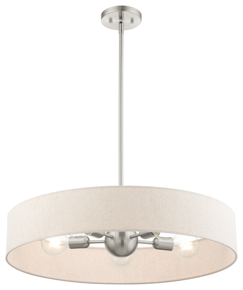 Livex Lighting Venlo 5 Light Brushed Nickel Large Drum Pendant
