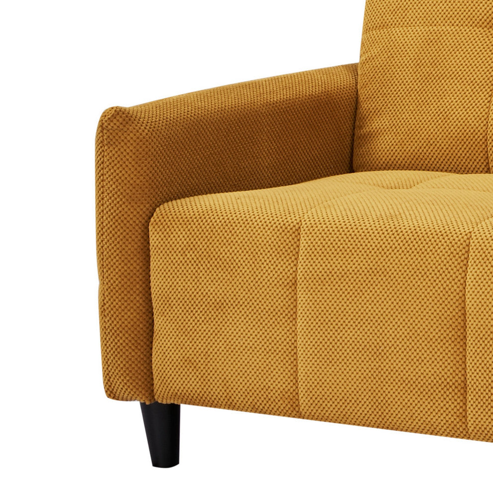 Benzara BM285049 79" Convertible Sofa Bed Futon, Tufted Cushions, Yellow