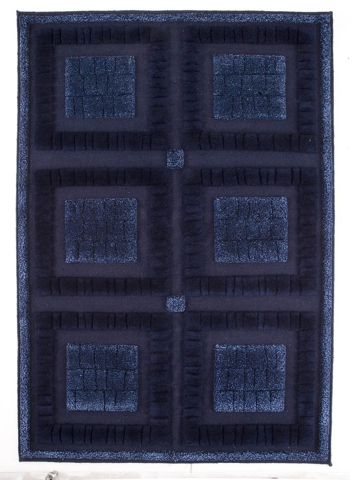 Hand Knotted Blue New Zealand Wool Area Rug, 5''6"x7''10"