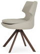 Patara Sword Dining Chair, Walnut Veneer Steel Base, Light Gray Leatherette