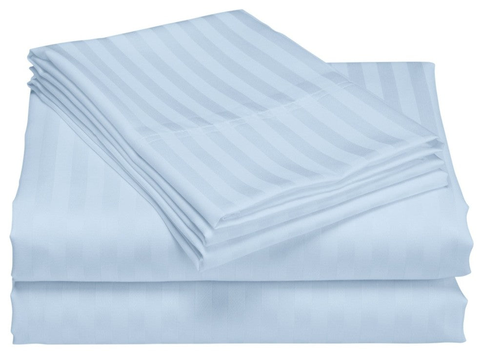 600 Thread Count 100% Cotton Stripe Sheet Set, Blue, California King