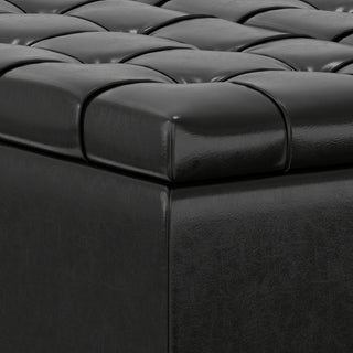 Harrison Small Square Coffee Table Storage Ottoman, Midnight Black