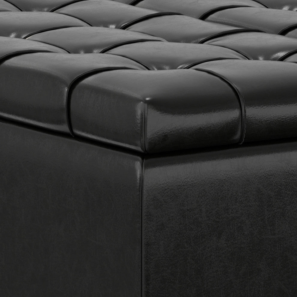 Harrison Small Square Coffee Table Storage Ottoman, Midnight Black