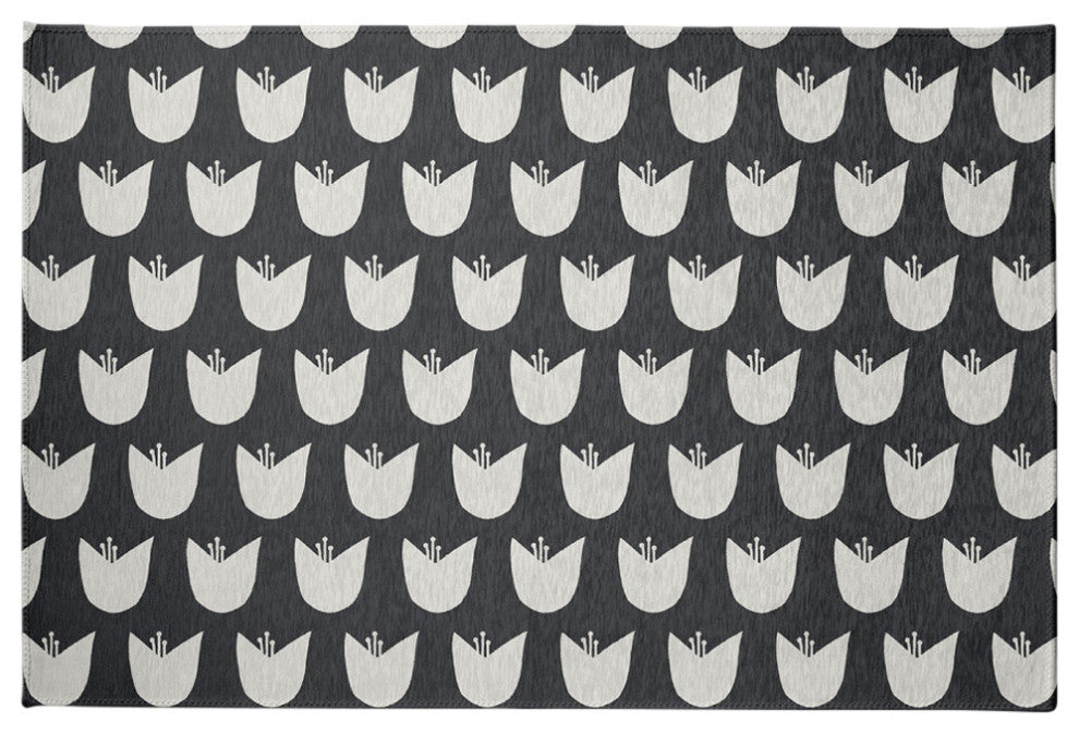 Simple Tulip Design Spring Chenille Rug, Pepper, 4'x6'