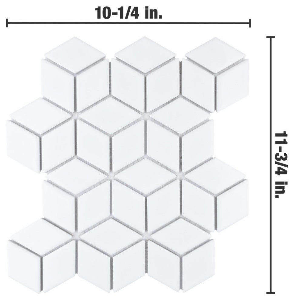 Hudson Rhombus Porcelain Mosaic Tile Sample