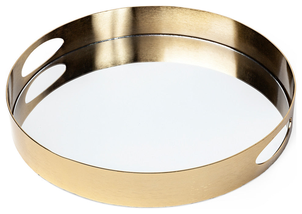 Serkis Gold Metal Mirrored Base Round Tray
