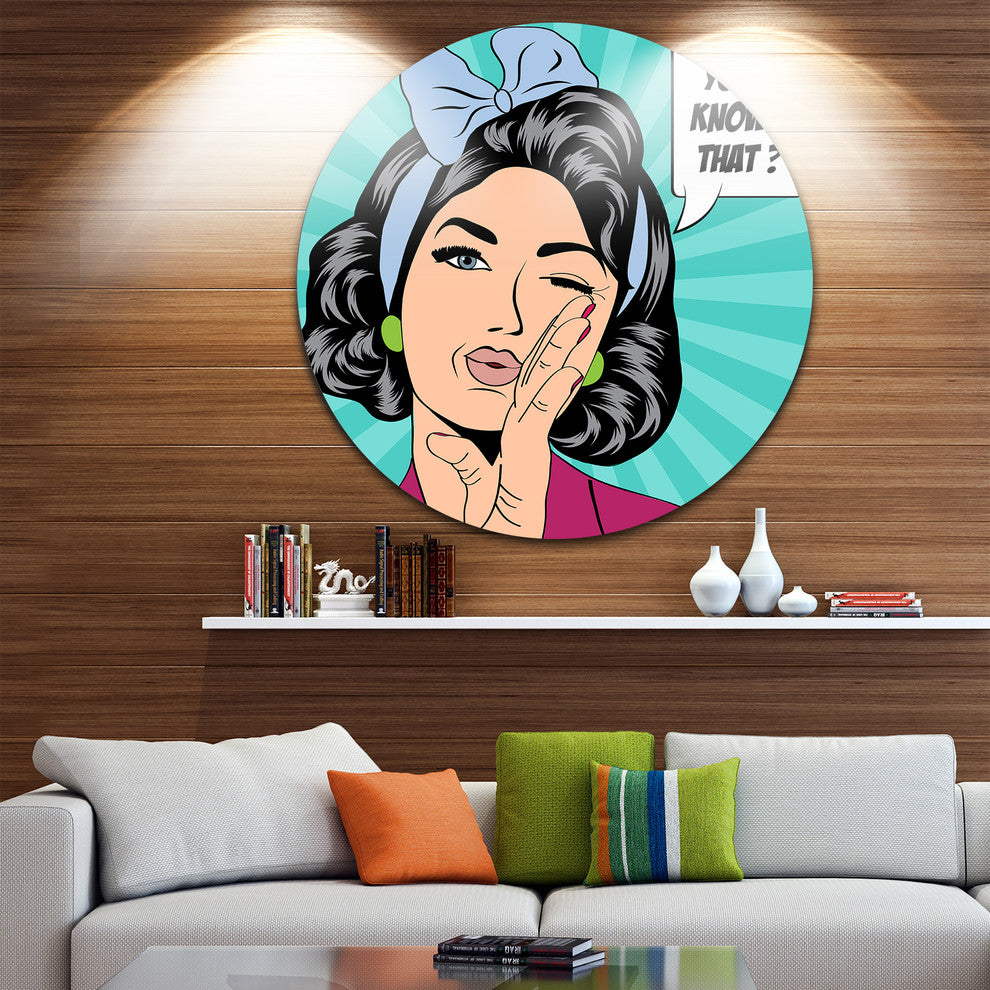 Woman In Comic Style, Portrait Digital Art Round Wall Art, 11"