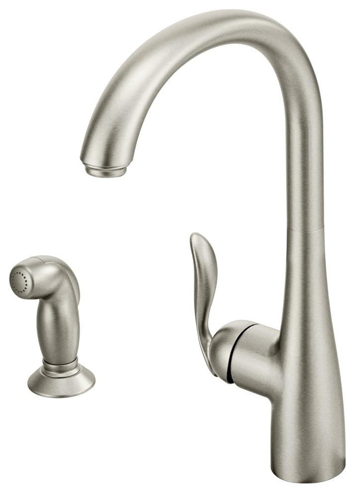 Spot-Resist Stainless High-Arc Kitchen Faucet with Side Spray and Single Handle
