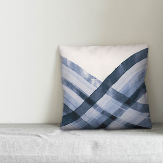 Abstract Blue Waves 16x16 Throw Pillow