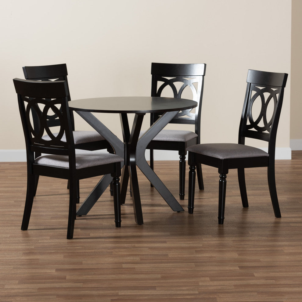 Rainier 5-Piece Dining Set, Gray/Dark Brown