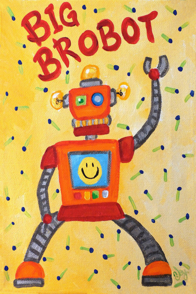 Marmont Hill, "Big Brobot" by Nicola Joyner Painting on Wrapped Canvas, 12x18