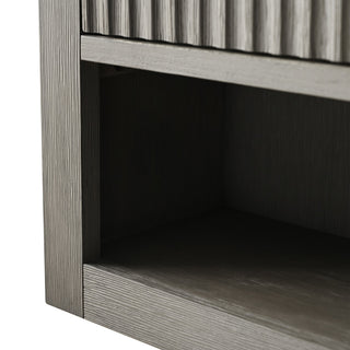 Vanity Art 24" Wall Mounted Bathroom Storage Cabinet, Linear Driftwood Gray, Matte Black Handle