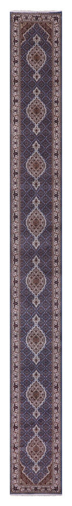 2' 10" X 30' 1" Runner Persian Tabriz Wool and Silk Hand Knotted Rug Q8946