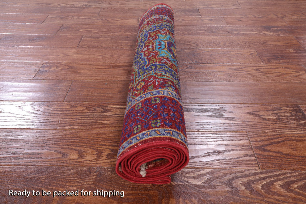 2' 8" X 8' 8" Runner Handmade Mamluk Geometric Wool Rug - Q12289