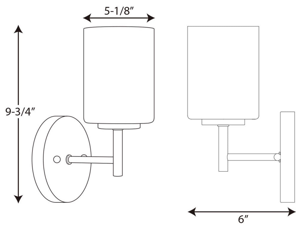 Progress Lighting 1-100W Medium Bath Bracket, Polished Nickel