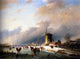 Jan Coenraad Spohler Figures Skating on a Frozen River Wall Decal