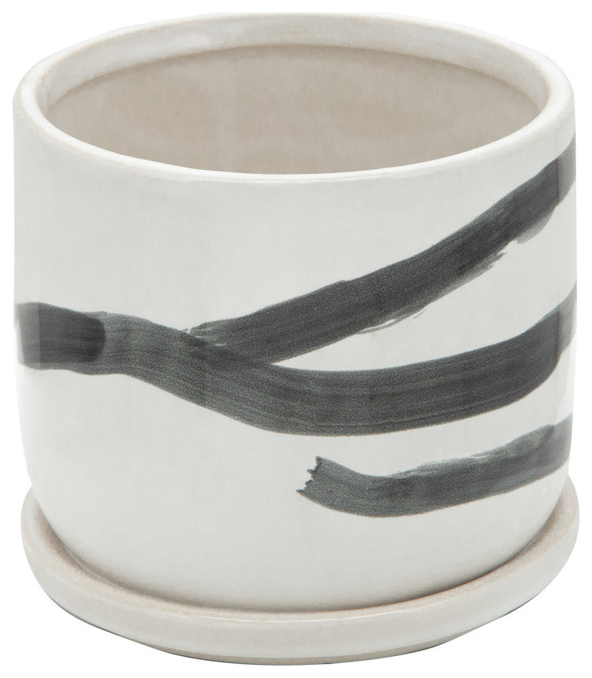 2-Piece Set Painted Planters With Saucer White
