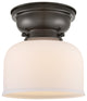 Large Bell 1-Light Flush Mount, Oil Rubbed Bronze, Matte White
