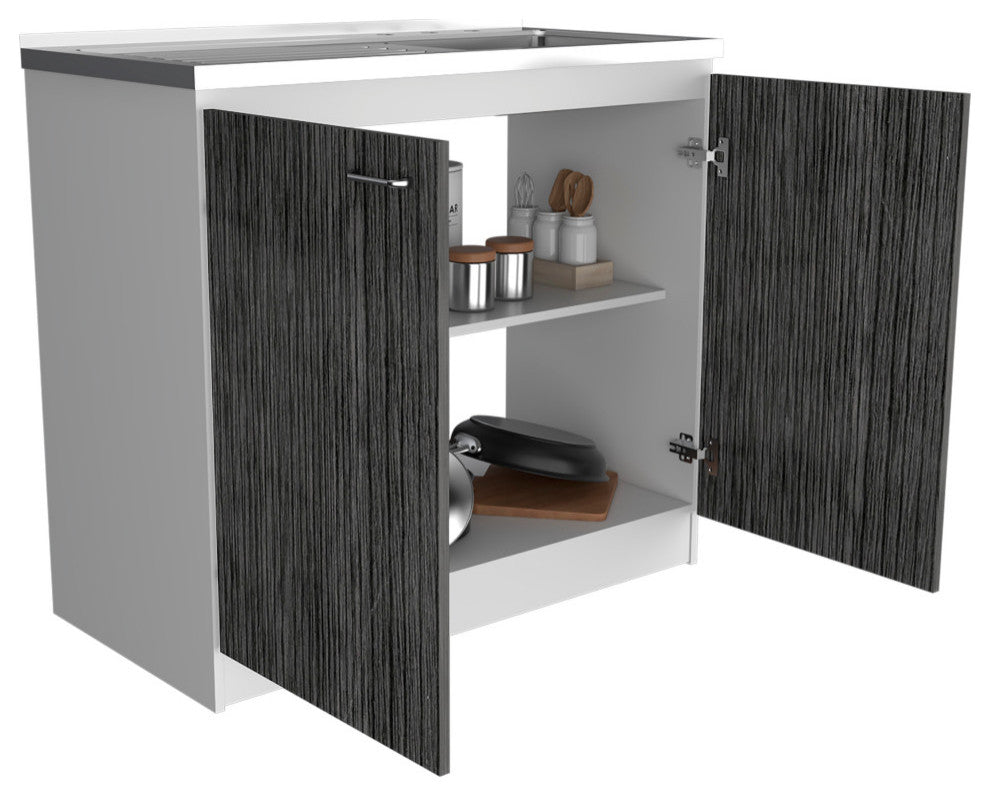Oklahoma Utility Sink And Cabinet, White Smokey Oak