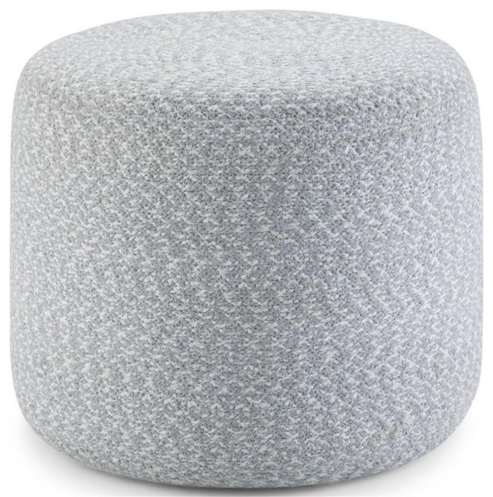 Simpli Home Bayley Boho Round Braided Pouf in Blue and Natural Cotton