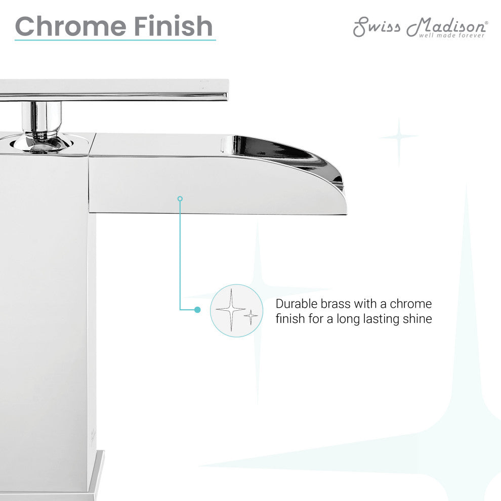 Concorde Single Hole, Waterfall Bathroom Faucet, Chrome