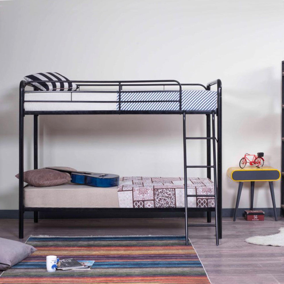 Better Home Products Twin over Twin Metal Bunk Bed in Black