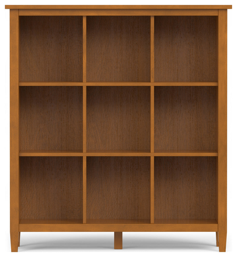 Warm Shaker Solid Wood 9 Cube Storage, Light Golden Brown