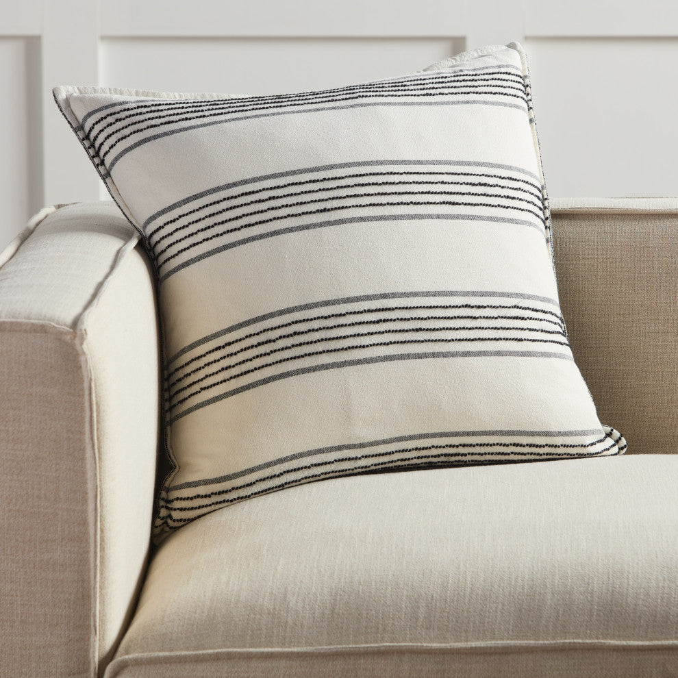Jaipur Living Dolan Striped Black/Ivory Poly Fill Pillow 22" Square
