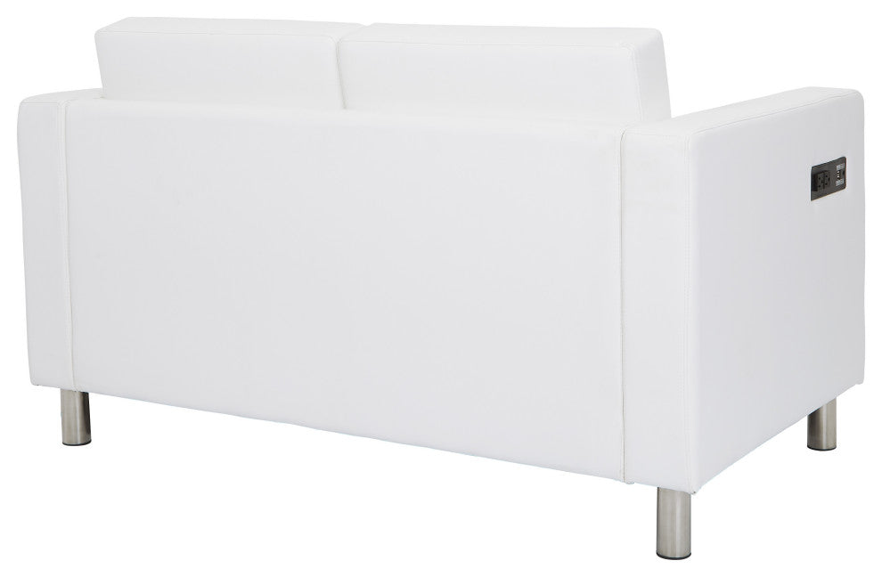 Loveseat With Dual Charging Station, Gavotte Gray, White