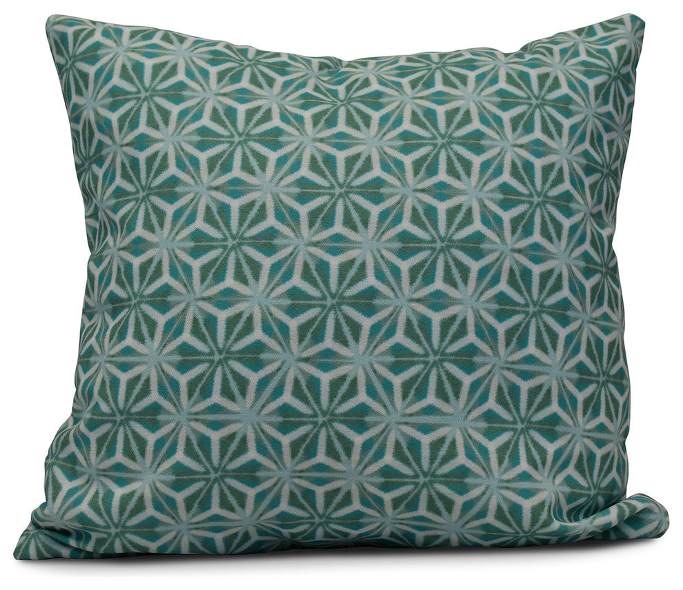 Water Mosaic, Geometric Print Pillow, Aqua, 18"x18"