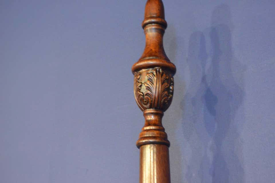 Mahogany King Size Rice Carved Poster Bed by Leighton Hall