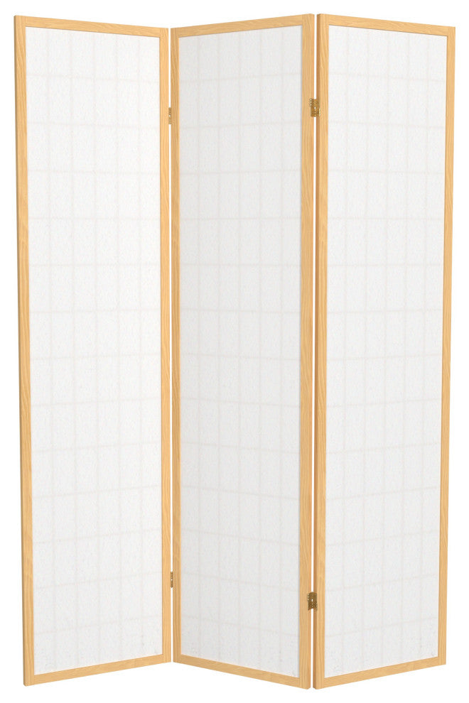 6' Tall Window Pane Shoji Screen, Natural, 3 Panels