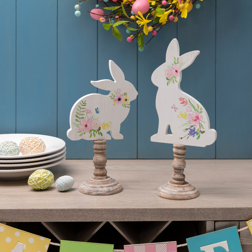 Easter Wooden Bunny Table Decor, Set of 2