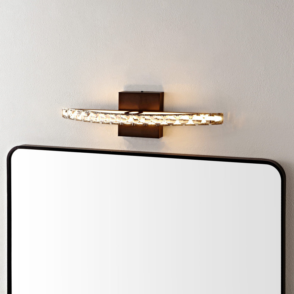 Alyson 18" 1-Light Iron/Acrylic Integrated Vanity Light, Oil Rubbed Bronze/Clear