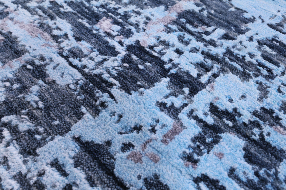 7' 11" X 10' 3" Abstract Hand Knotted Wool & Silk Rug - Q15803