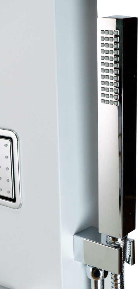 ALFI brand ABSP60W White Aluminum Shower Panel w/ 2 Body Sprays Rain Shower Hea