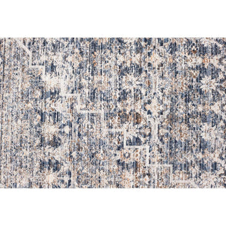 Ava Distressed Arabesc Area Rug, Navy, 5'x7'6"