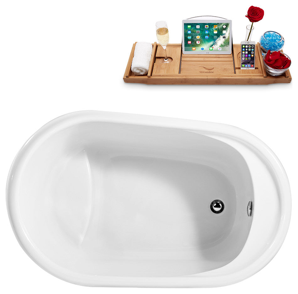 51" Streamline Freestanding Tub and Tray With Internal Drain