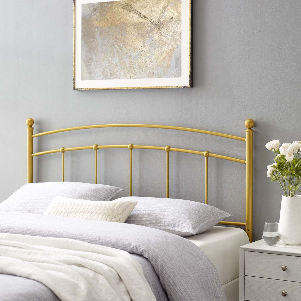 Headboard, King Size, Metal, Gold, Modern Farmhouse, Bedroom Master Suite